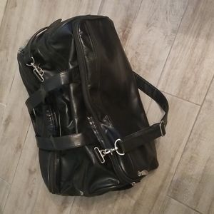 Leather-like carry-on luggage duffel bag